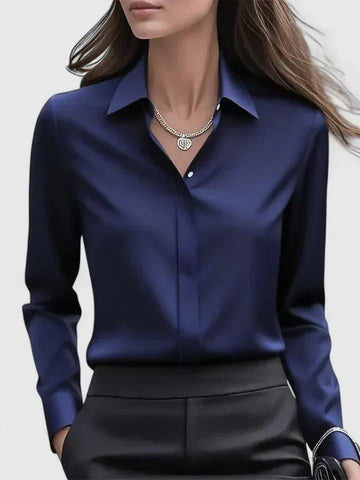 Women's Button Down Shirt with Concealed Placket and Classic Design
