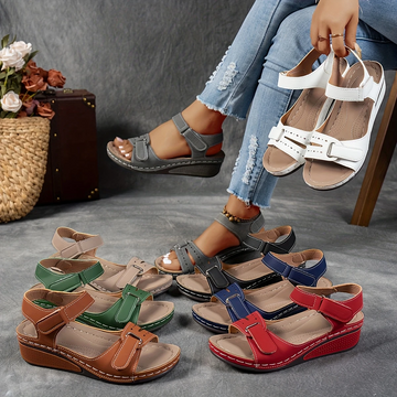 Women's Platform Wedge Sandals with Cushioned Footbed and Adjustable Strap