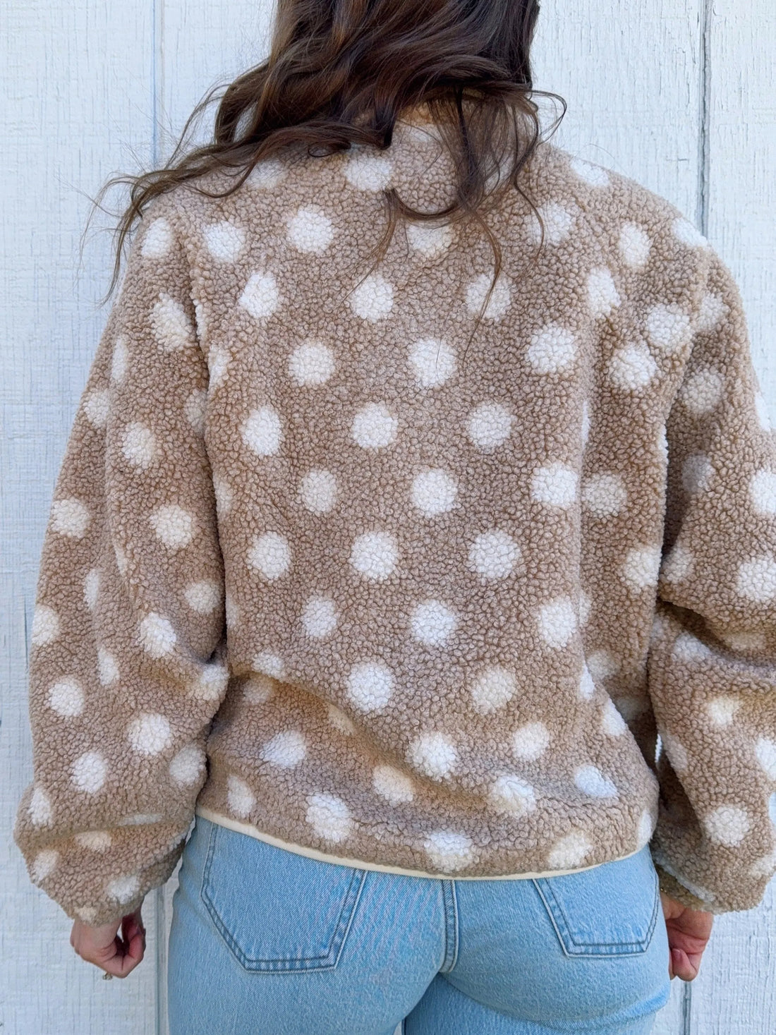 Women's Fleece Polka Dot Lapel Button Down Coat