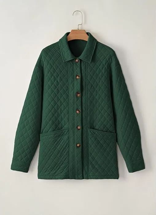 Women's Casual Button Down Long Sleeve Quilted Jackets