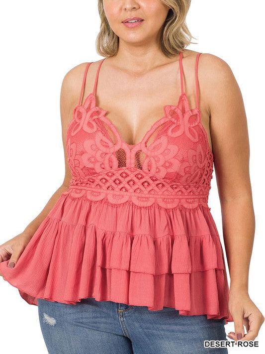 Women's Crochet Lace Peplum Top