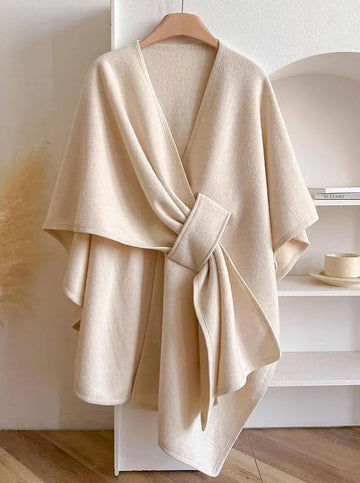 Women's Wool Solid Color Cardigan Cloak Shawl