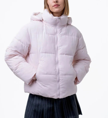 Women's Faux Fur Lined Short Puffer Jackets with Removable Hood