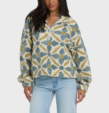 Womens Jacket All The Time Sherpa Half Zip Sweatshirt