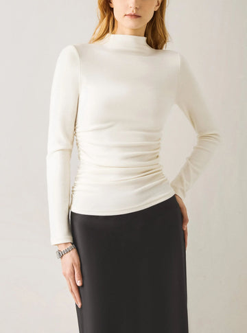 Thermal Ruched Sides Tuckable Mockneck Top