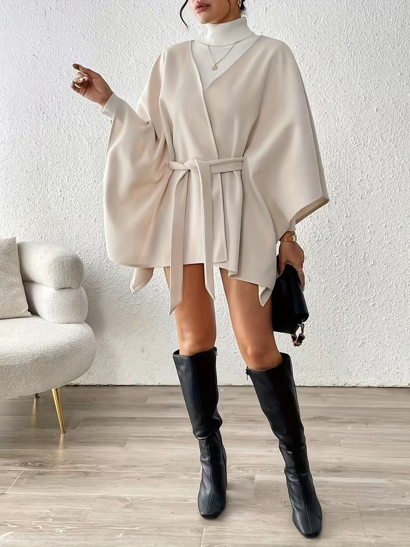 Women's Belted Poncho Coat