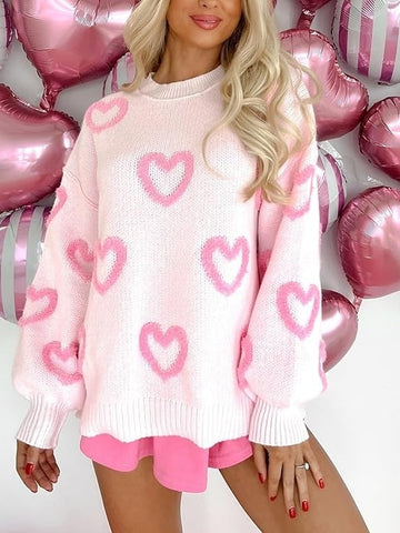 Valentine Love Heart Print Cute Graphi Sweater