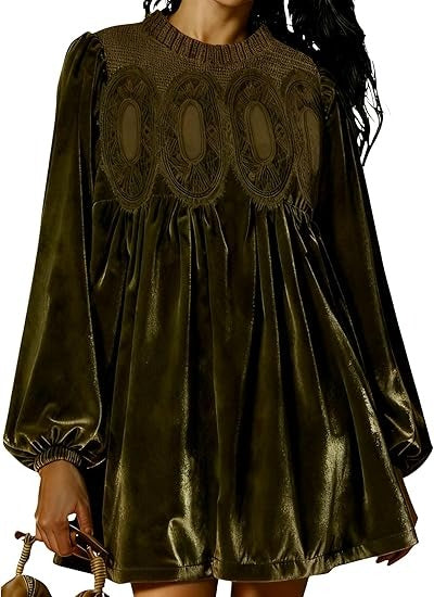 Women's Vintage Velvet Babydoll Dress