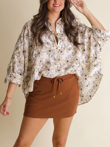 Women's Textured Bloom Button Up Top