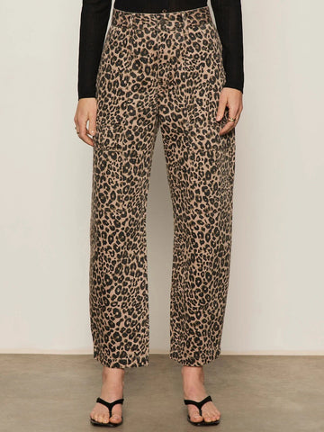 Women's Leopard Print Wide-Leg Trousers