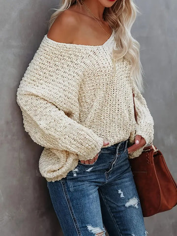 Women's Off-the-Shoulder Sweater Loose Lightweight Pullover Top