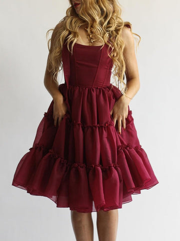 Women's Sexy Bow Spaghetti Straps Corset A-Line Dresses