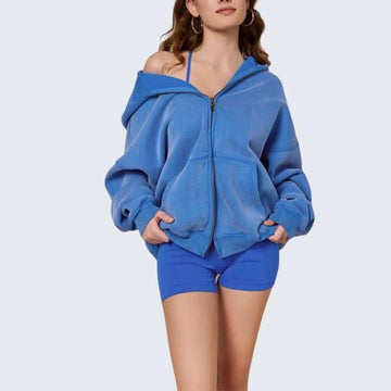 Unisex Oversized Zip-Up Hoodie Jacket with Kangaroo Pocket