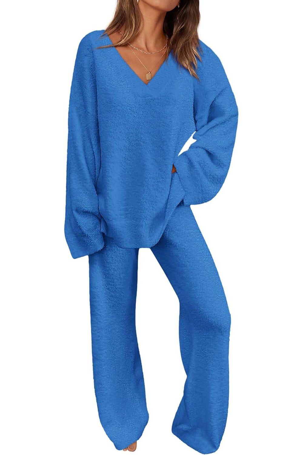 Women's Two Piece Sweaters Pajama Set Fall  Loungewear Outfits Matching Winter Clothes