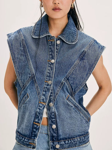 Women's Vintage Oversized Denim Sleeveless Vest