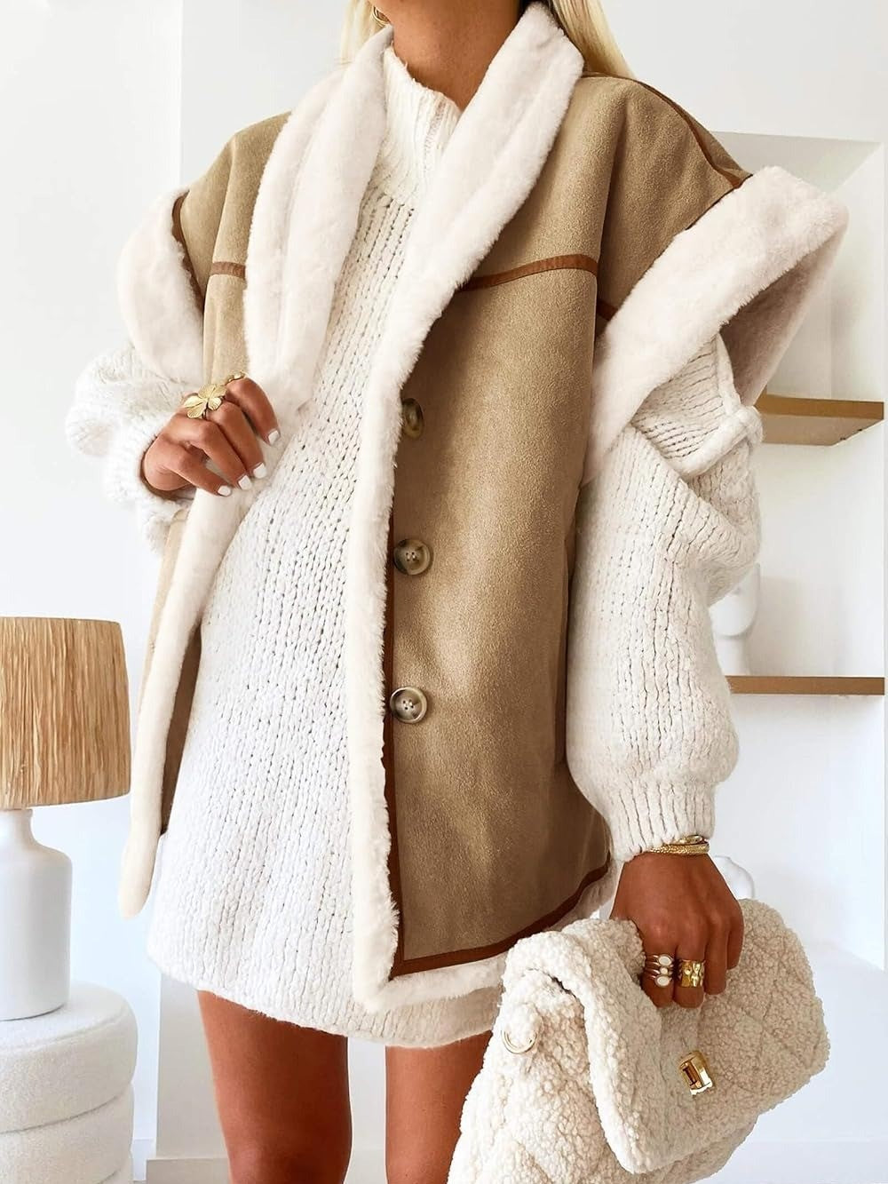 Women's Suede Sherpa Vest