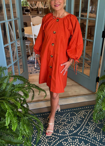 Women's Summer Long Sleeve Button Shirt Dress