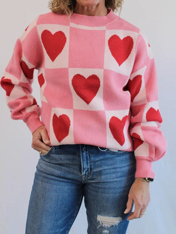 Women Love Print Loose Casual Sweaters