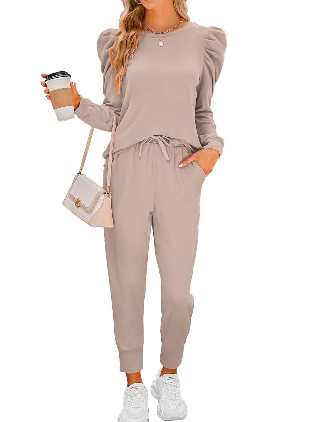 Women's Puff Sleeve Long-Sleeve Two-Piece Set