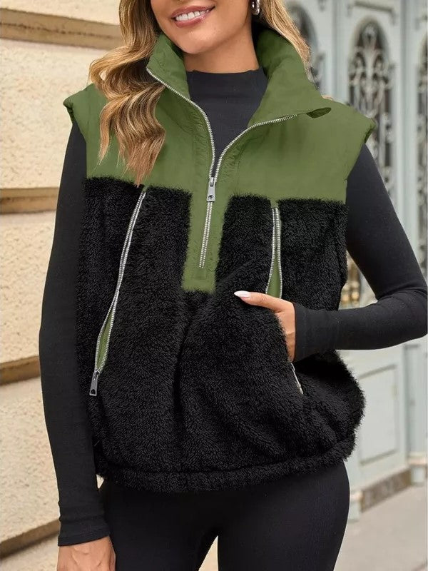 Women's Color-Block Sherpa Vest
