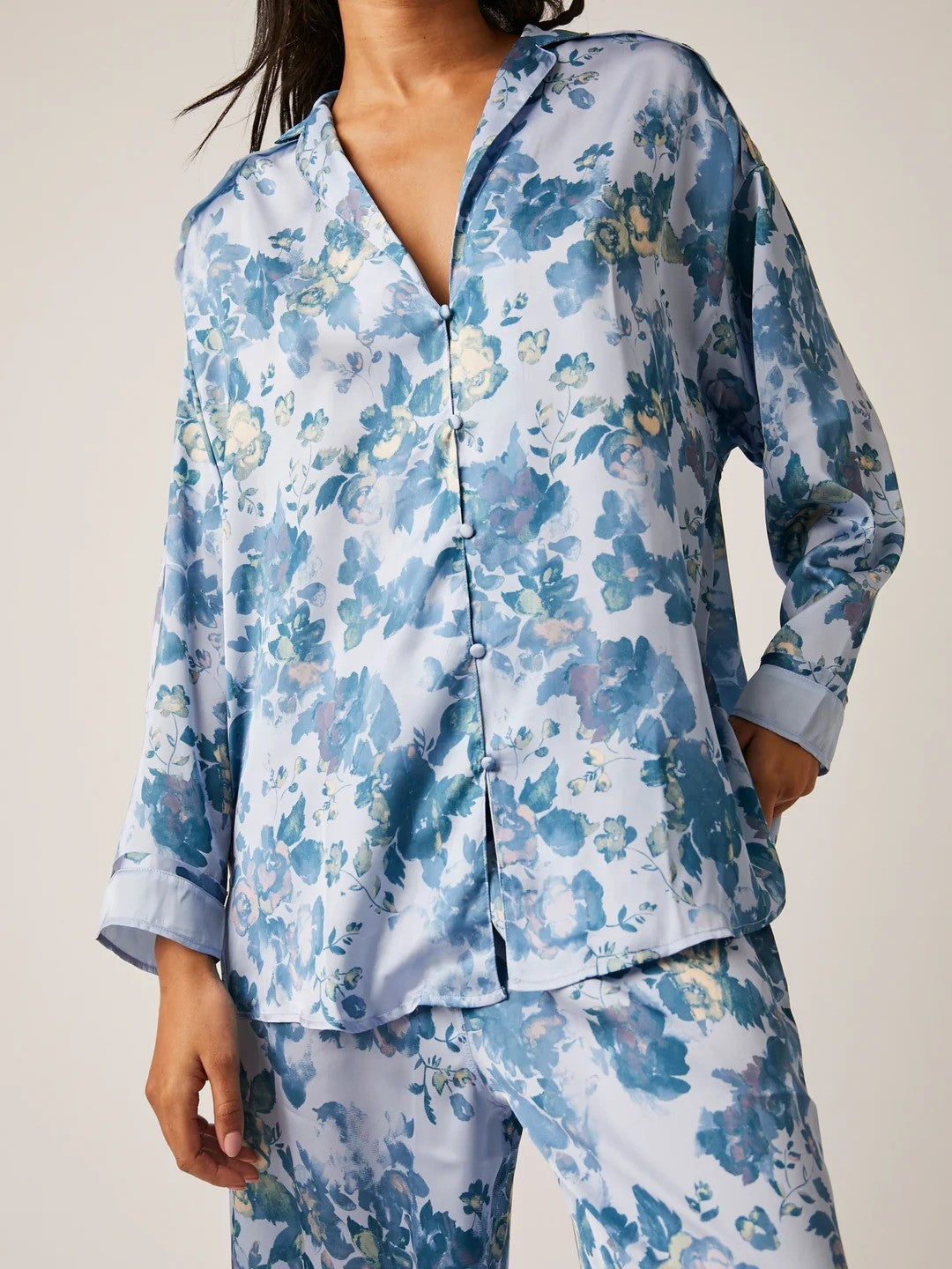 Women's Watercolor Bloom Silky Pajama Set