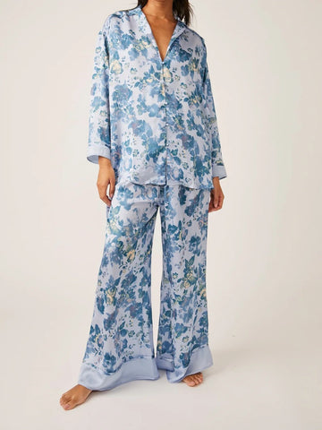 Women's Watercolor Bloom Silky Pajama Set