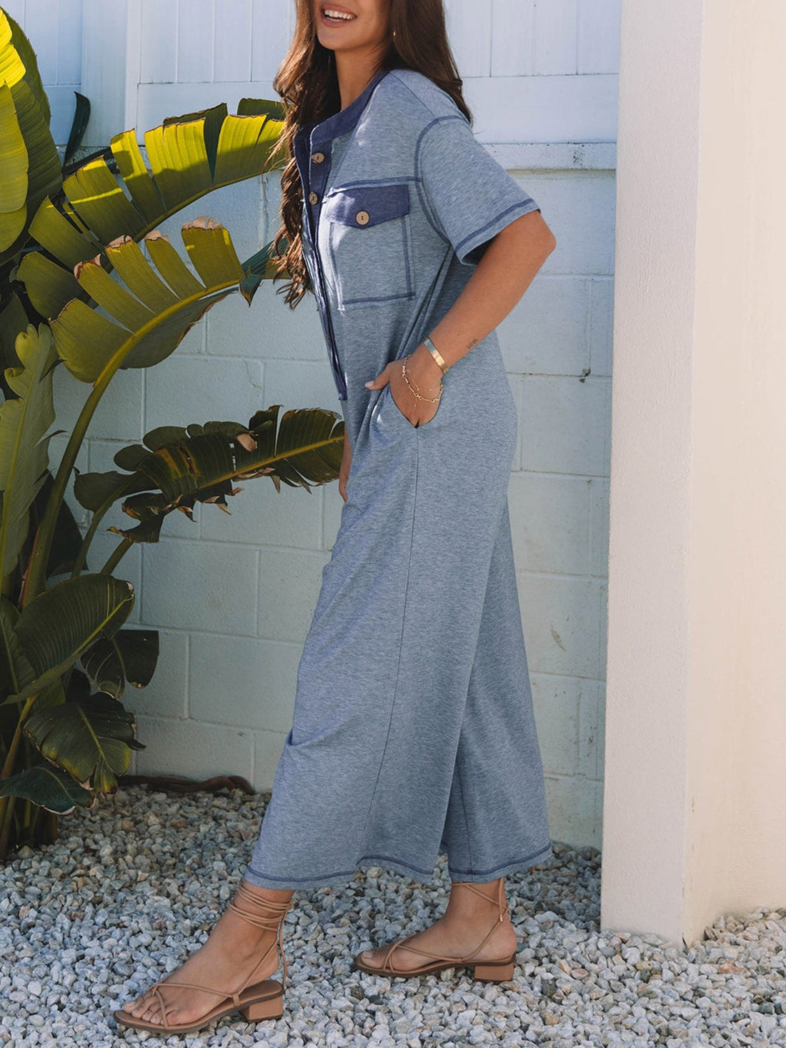 Women's Contrast Color Cozy Jumpsuit