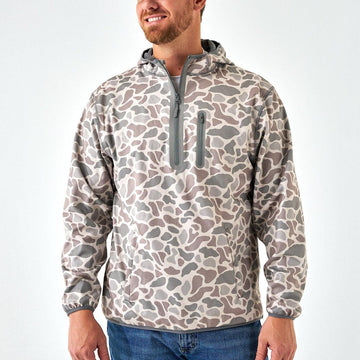 Men's Mid-layer Fleece Pullover Quarter-Zip Camo Jacket Hoodie