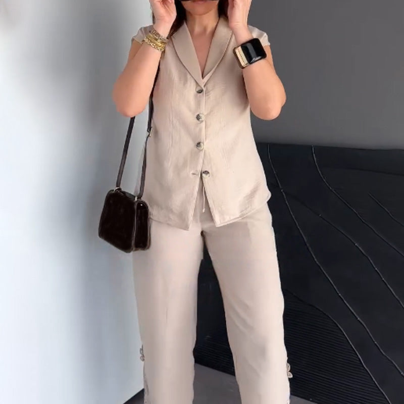 Women’s Cap Sleeve Top Cropped Pants 2-Piece Outfits