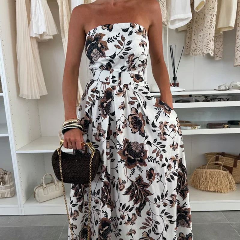 Women’s Printed Strapless Maxi Dress