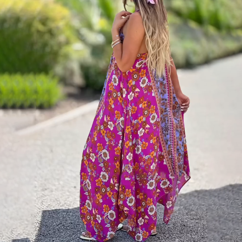 Bohemian Floral Spaghetti Strap Dress for Women