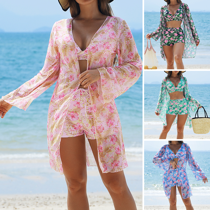 Women's 3-Piece Bikini Set with Cover-Up