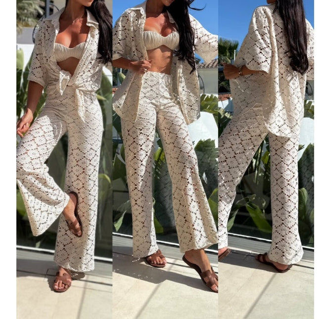 Women's Casual Lace Two-Piece Set