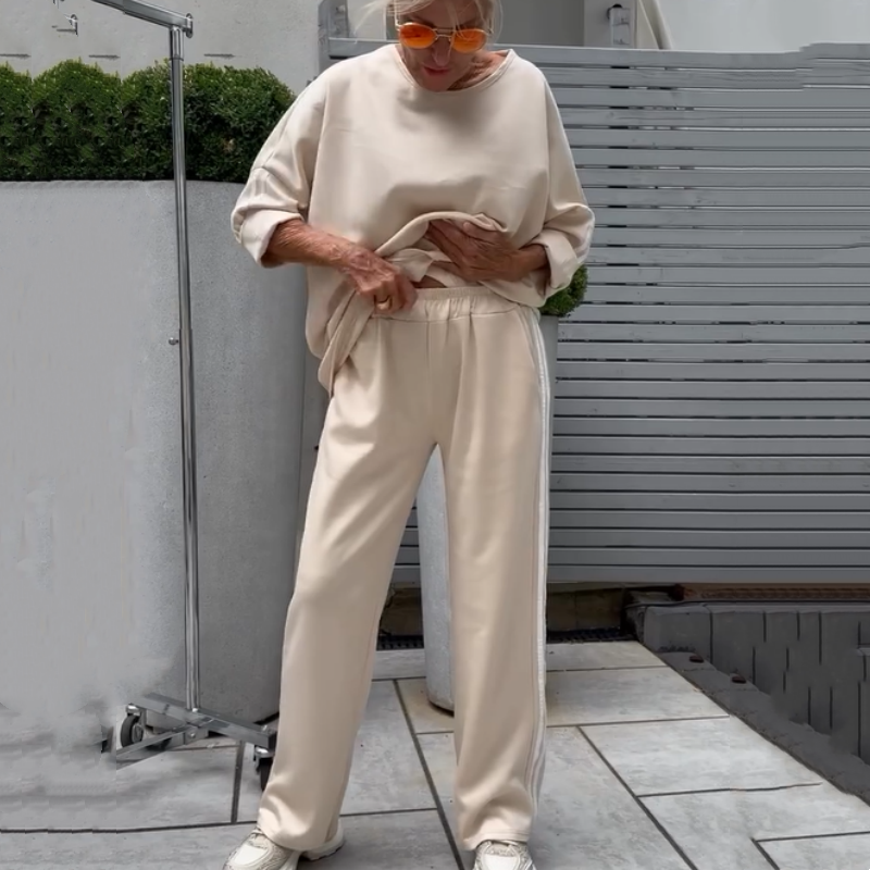 Women’s Casual Striped Tops and Wide-Leg Pants 2-Piece Set