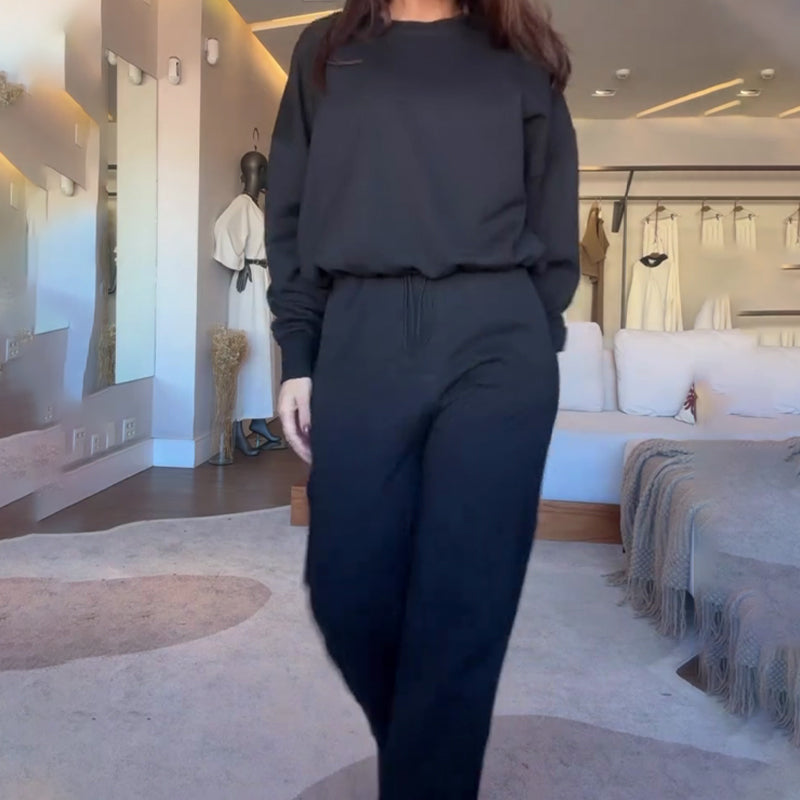 Women's Long Sleeve Top and Straight Leg Pants 2-Piece Set