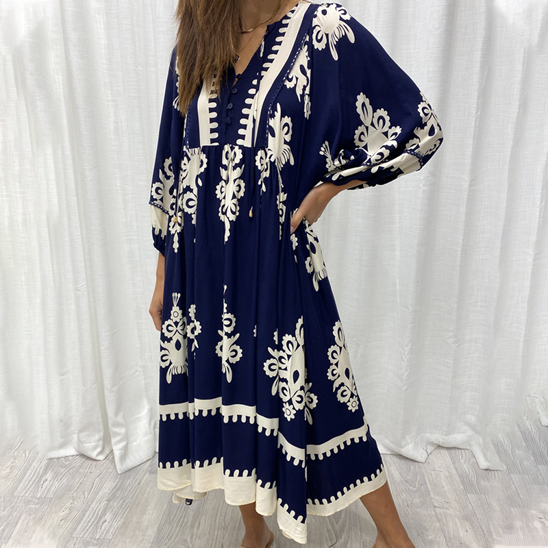 Women’s Elegant Floral V-Neck Dress