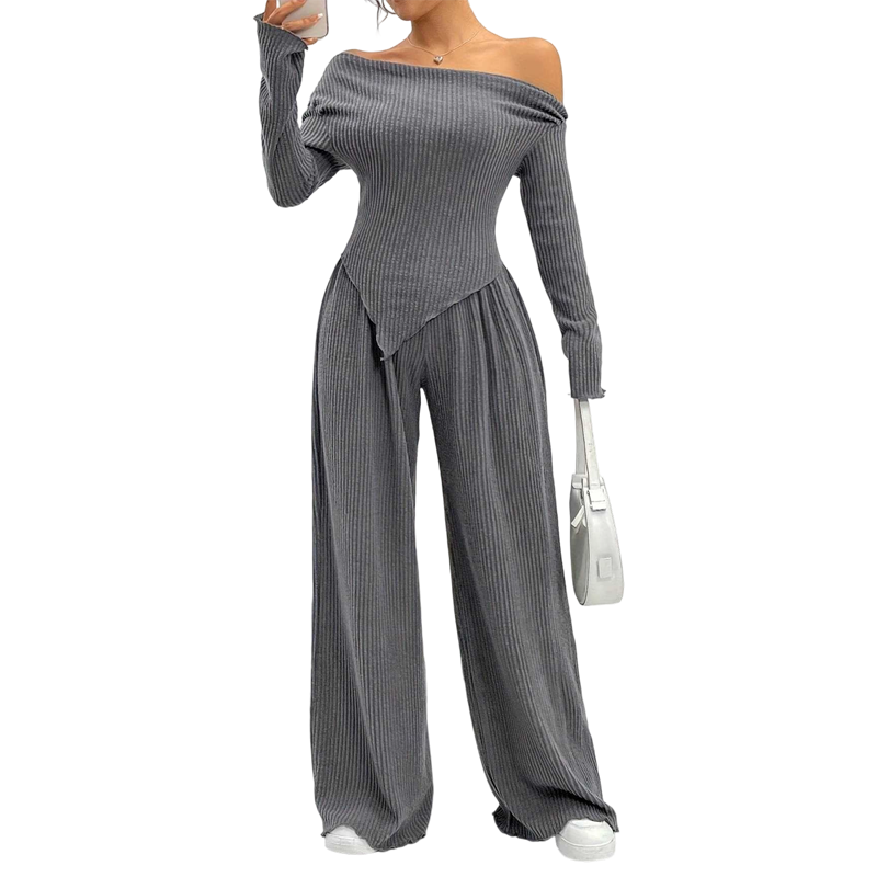 Women's Off-The-Shoulder Top and Pants 2-Piece Set