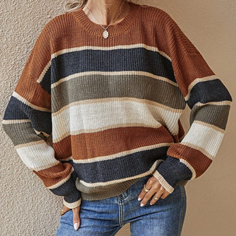 Women's Loose Striped Long-Sleeve Sweater