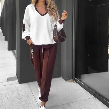 Color-Block Pullover Hoodie and Jogger Pants Set