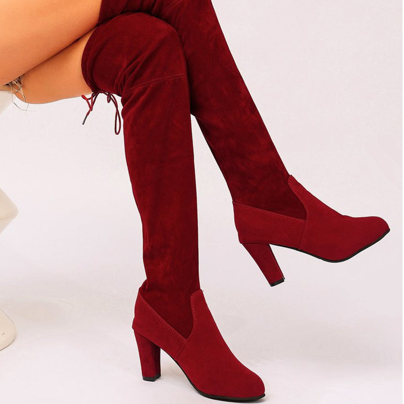 Elegant Faux Suede Over The Knee Boots