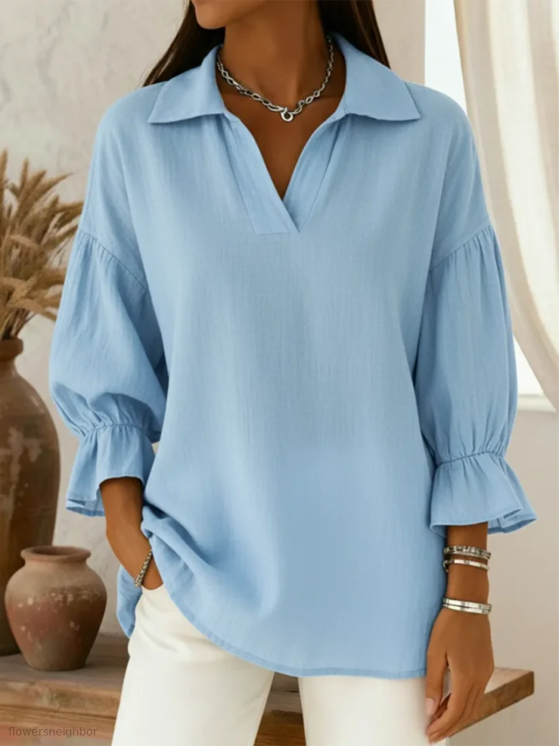Women’s Flattering Relaxed V-Neck Casual Blouse – Lightweight And Comfortable