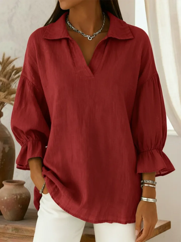 Women’s Flattering Relaxed V-Neck Casual Blouse – Lightweight And Comfortable